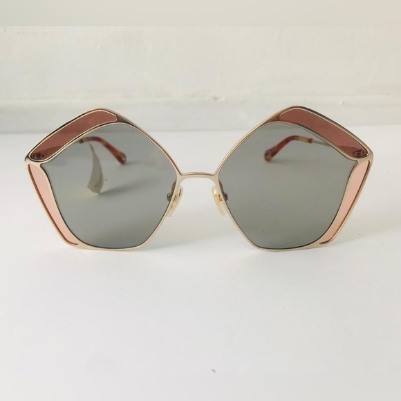 New - Chloé CH0026S Gemma metal and acetate pentagon-frame sunglasses - Picture 8 of 16